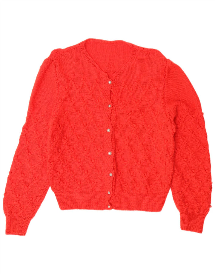 Maglione cardigan oversize da donna vintage UK 16 grande rosso