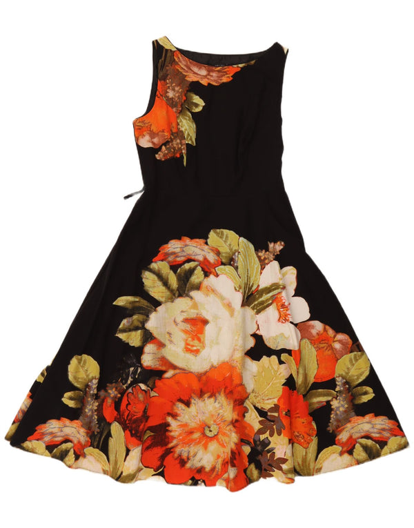 Abito a trapezio senza maniche da donna Debenhams UK 12 Cotone floreale nero medio
