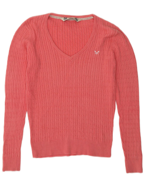 Crew Clothing Maglione da donna con scollo a V UK 12 Cotone rosa medio