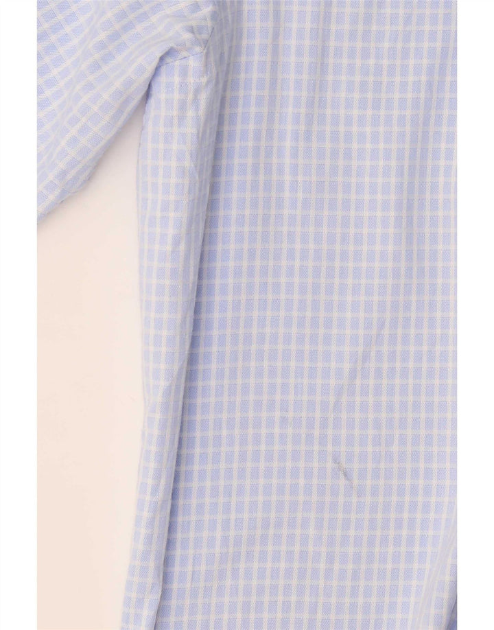 Camicia da uomo elasticizzata vestibilità regolare Chaps taglia 18 2XL cotone a quadretti blu