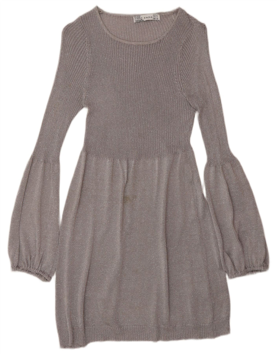 Abito maglione a maniche lunghe da donna Zara UK 12 Grigio medio