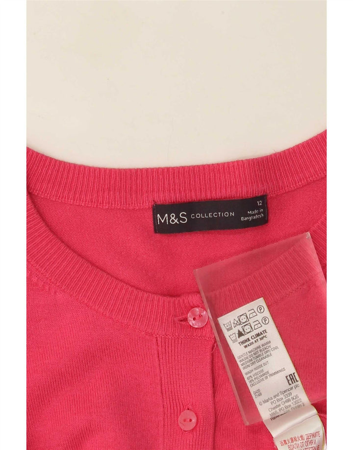 Maglione cardigan da donna Marks & Spencer UK 12 Viscosa rosa medio