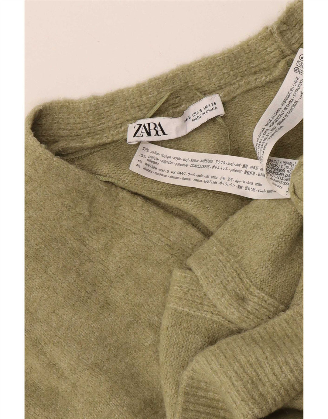 Maglione cardigan oversize da donna Zara UK 10 piccolo acrilico kaki