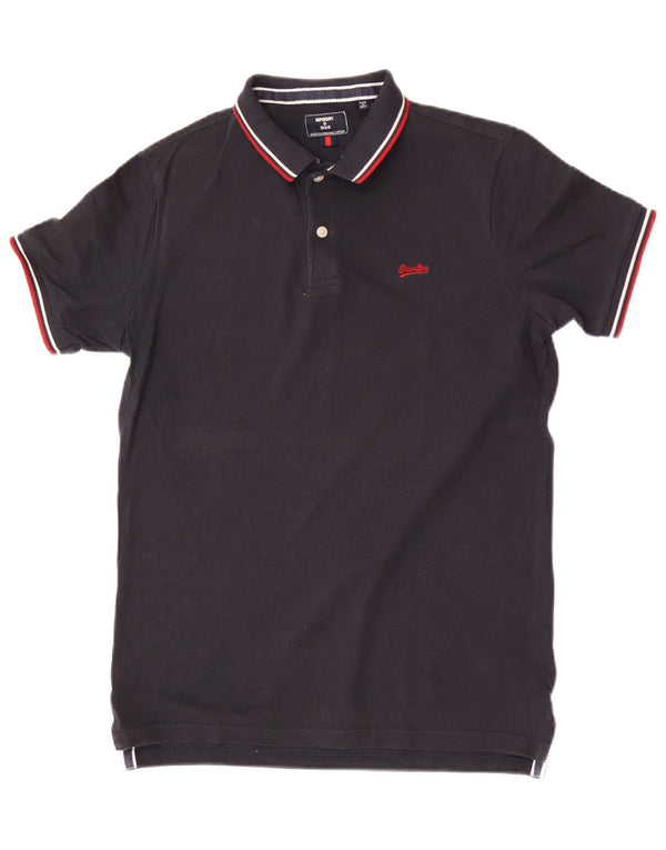 Polo da uomo Regular Fit Superdry Small in cotone blu navy