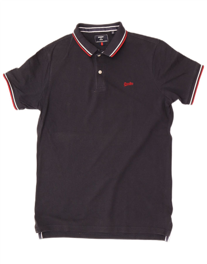 Polo da uomo Regular Fit Superdry Small in cotone blu navy