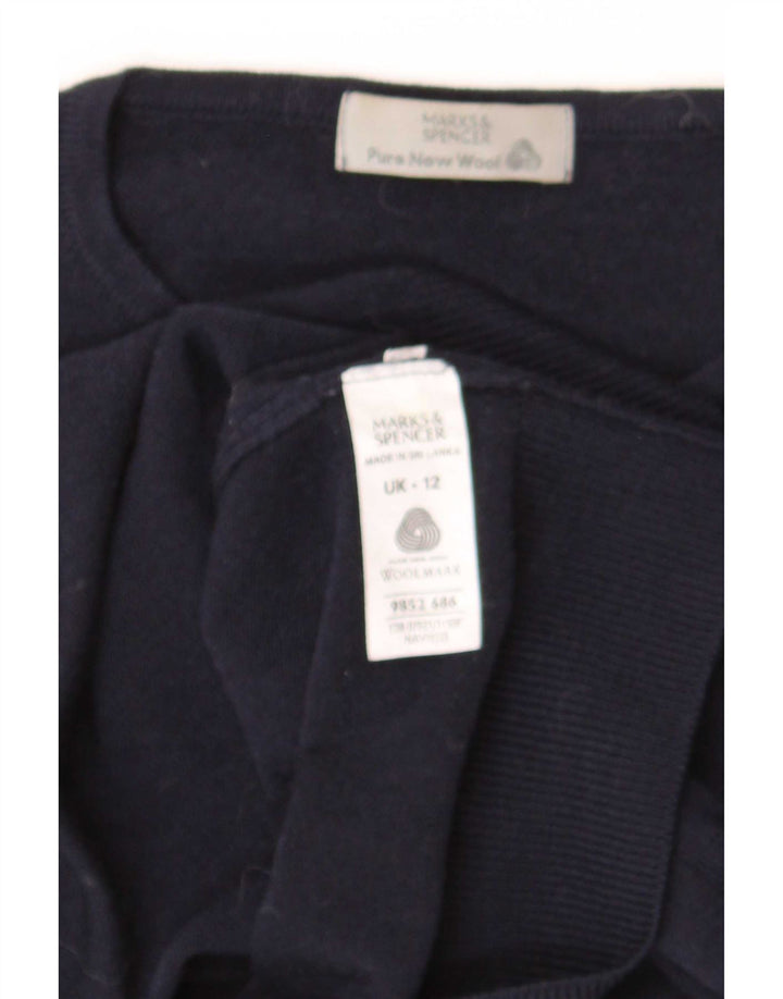 Maglione maglione girocollo da donna Marks & Spencer UK 12 Lana blu navy media