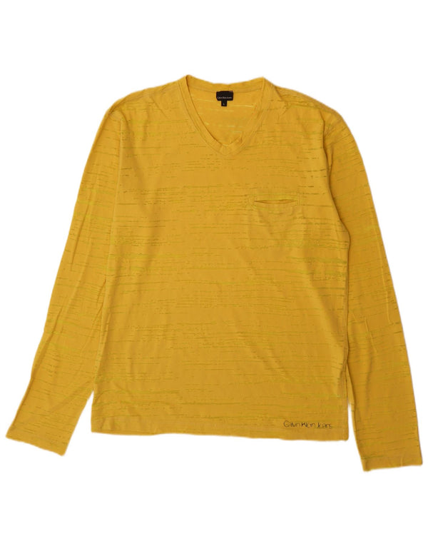 Calvin Klein Jeans Top grafico da uomo manica lunga grande gessato giallo