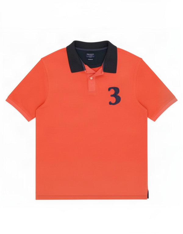 Polo grafica da uomo Hackett XL in cotone color block arancione