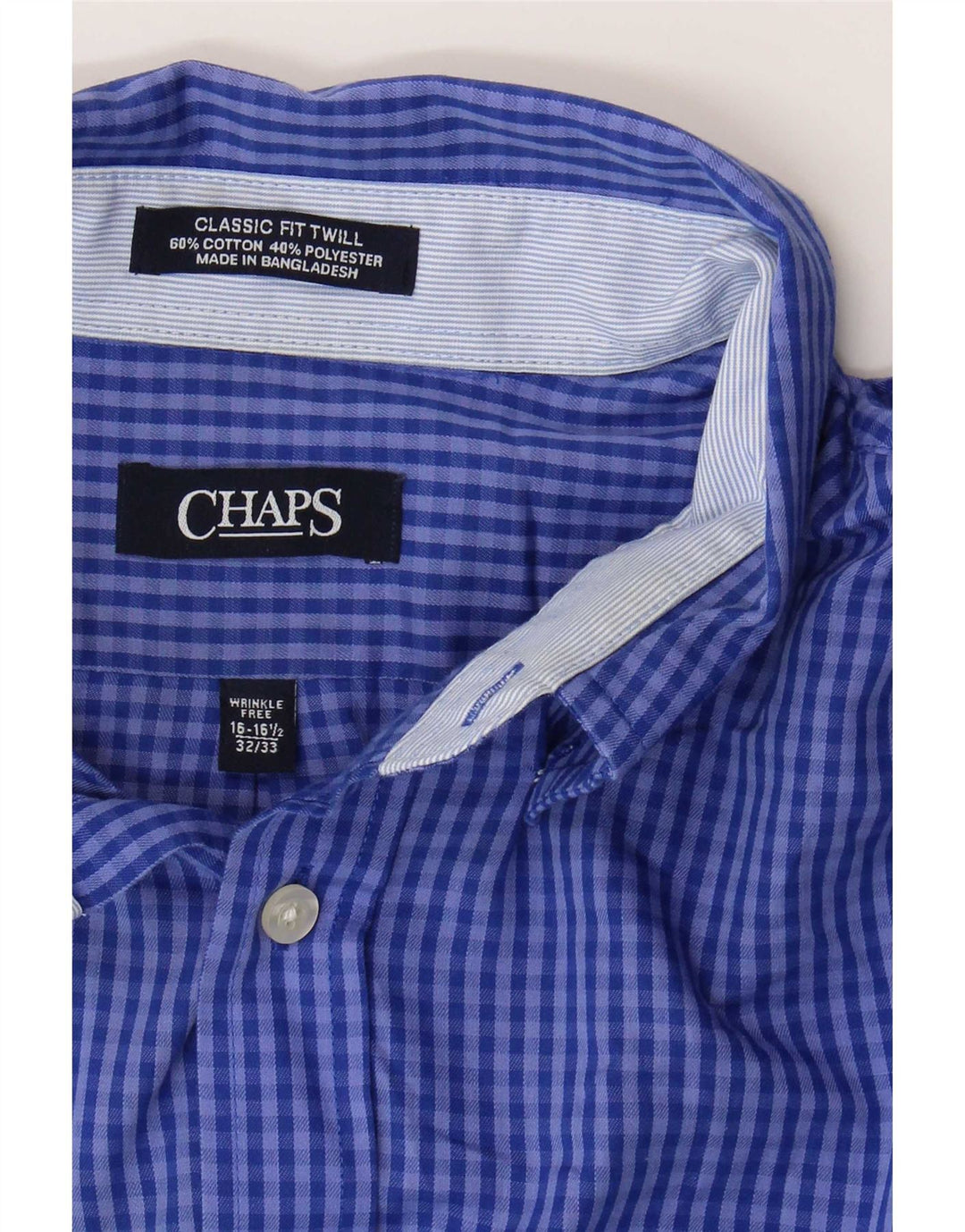 Camicia Chaps da uomo vestibilità classica taglia 16 16 1/2 grande cotone a quadretti blu