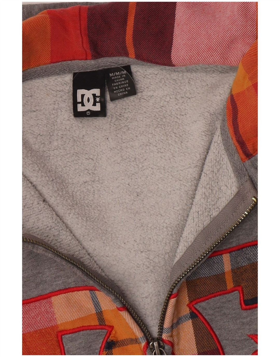 Felpa con cappuccio e zip grafica DC da uomo di colore grigio medio
