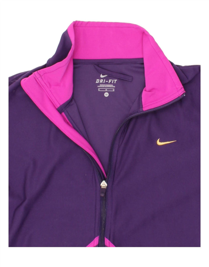NIKE Womens Dri Fit Tracksuit Top Jacket UK 12 Medium Purple Polyester Vintage Nike and Second-Hand Nike from Messina Hembry 