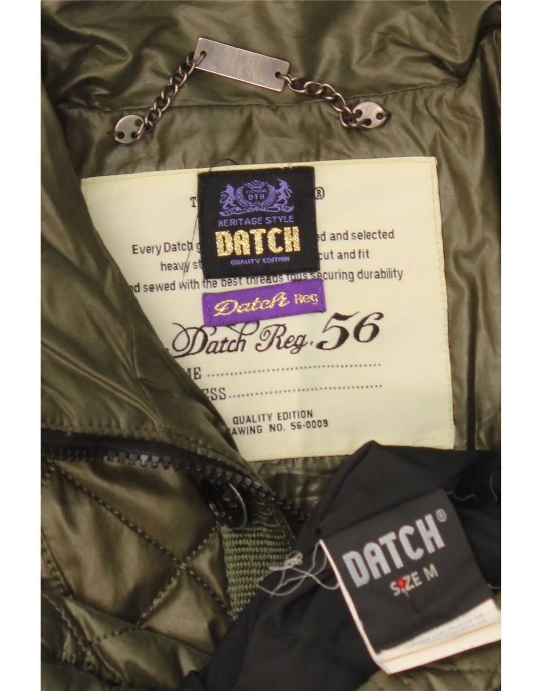 Giacca trapuntata da uomo Datch UK 38 poliestere kaki medio