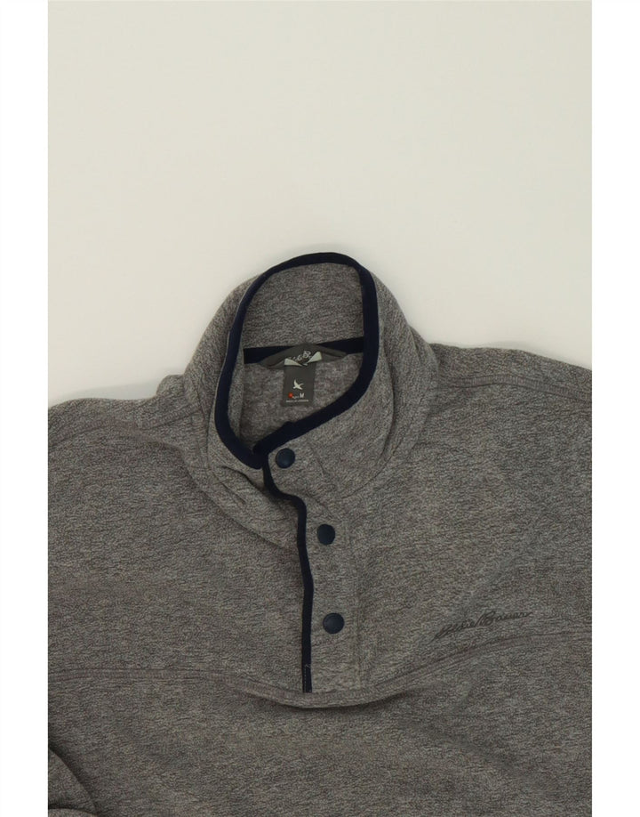 EDDIE BAUER Mens Button Neck Fleece Jumper Medium Grey Polyester Vintage Eddie Bauer and Second-Hand Eddie Bauer from Messina Hembry 