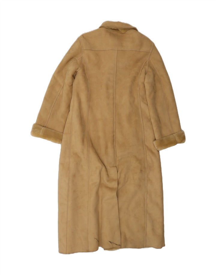 VINTAGE Womens Sherpa Overcoat UK 12 Medium Beige Polyester Classic Vintage Vintage and Second-Hand Vintage from Messina Hembry 