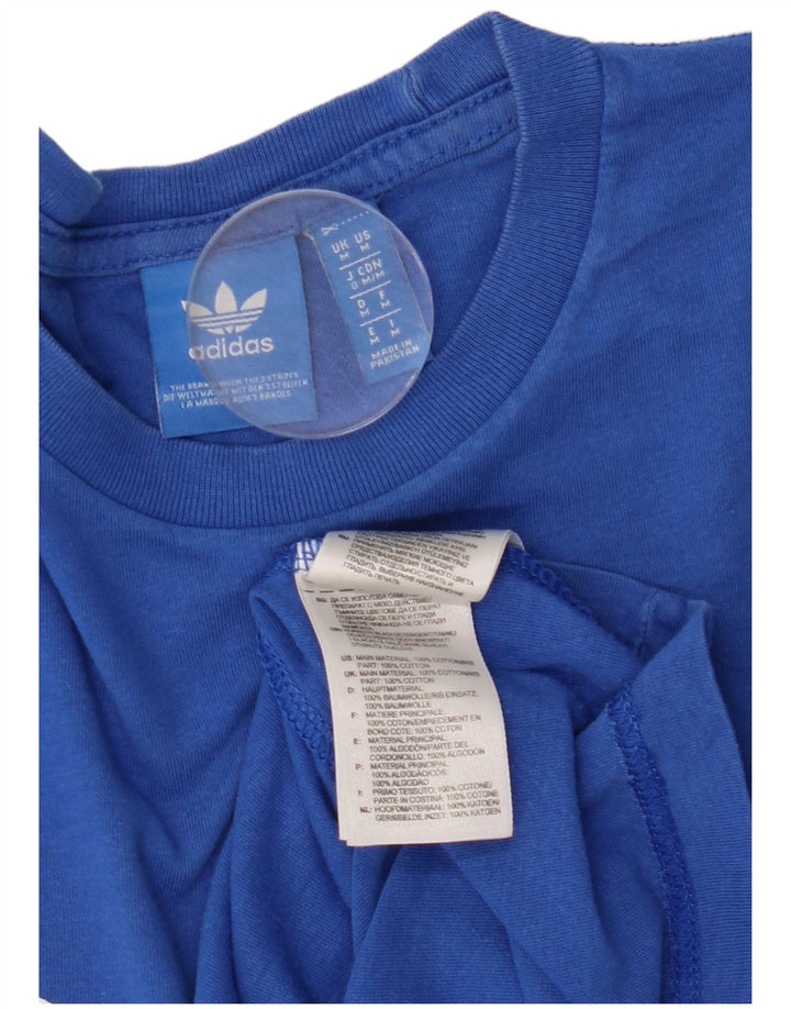 T-shirt grafica da uomo Adidas Top in cotone blu medio