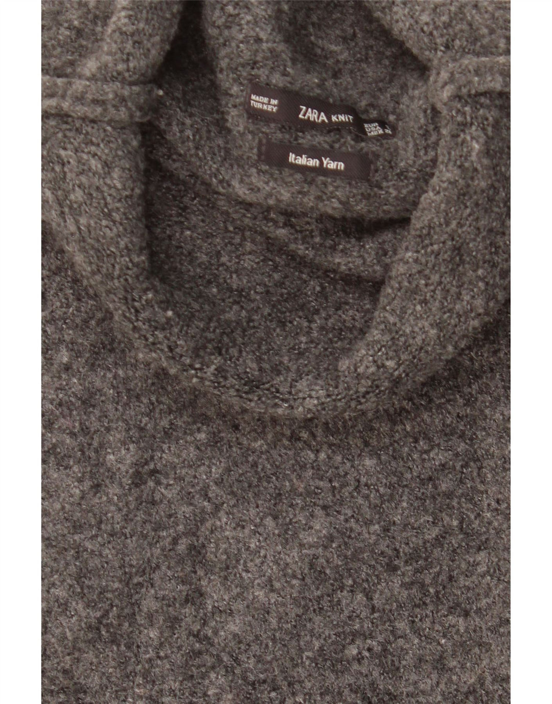 Maglione ZARA da donna oversize con collo alto e maniche a 3/4 UK 10 piccolo grigio