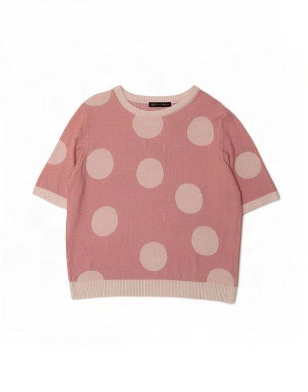 Maglione maglione con scollo a barca da donna Marks & Spencer UK 18 XL rosa a pois