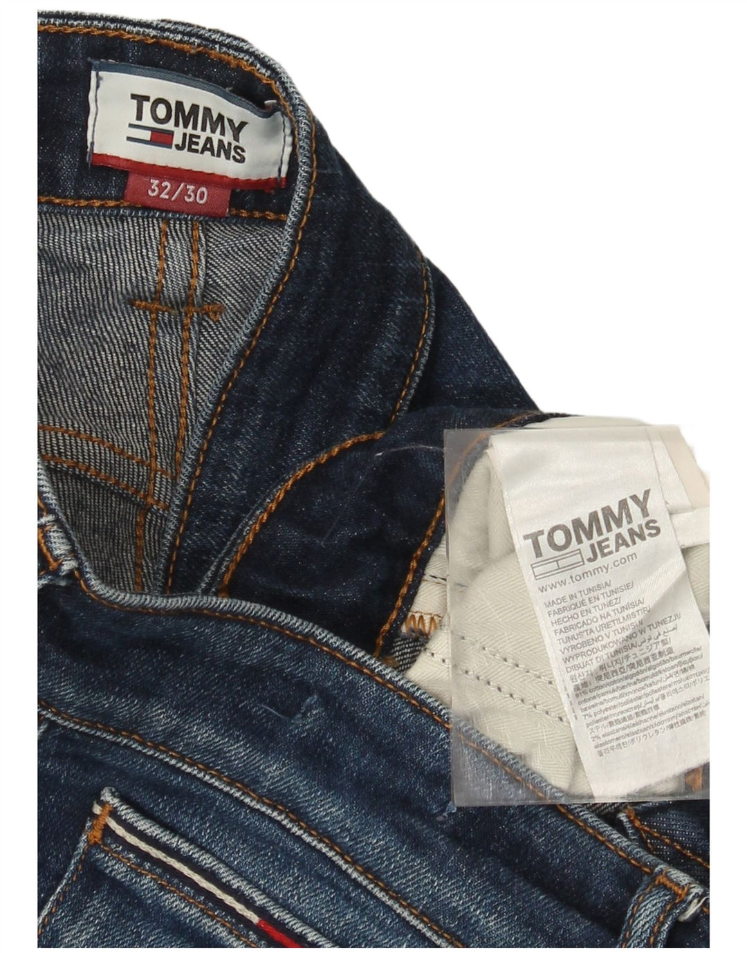 Jeans dritti da uomo Tommy Hilfiger W32 L30 cotone blu navy