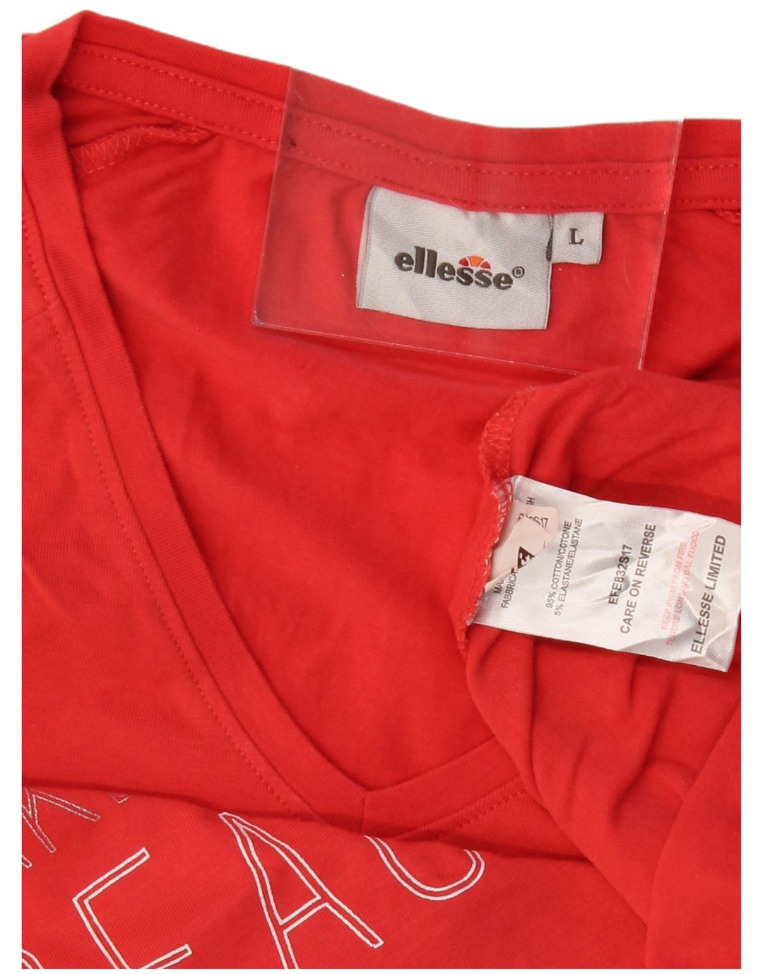 T-shirt grafica da donna Ellesse Top UK 14 grande cotone rosso
