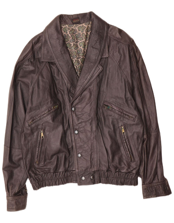 Giacca in pelle vintage da uomo UK 40 grande in pelle marrone