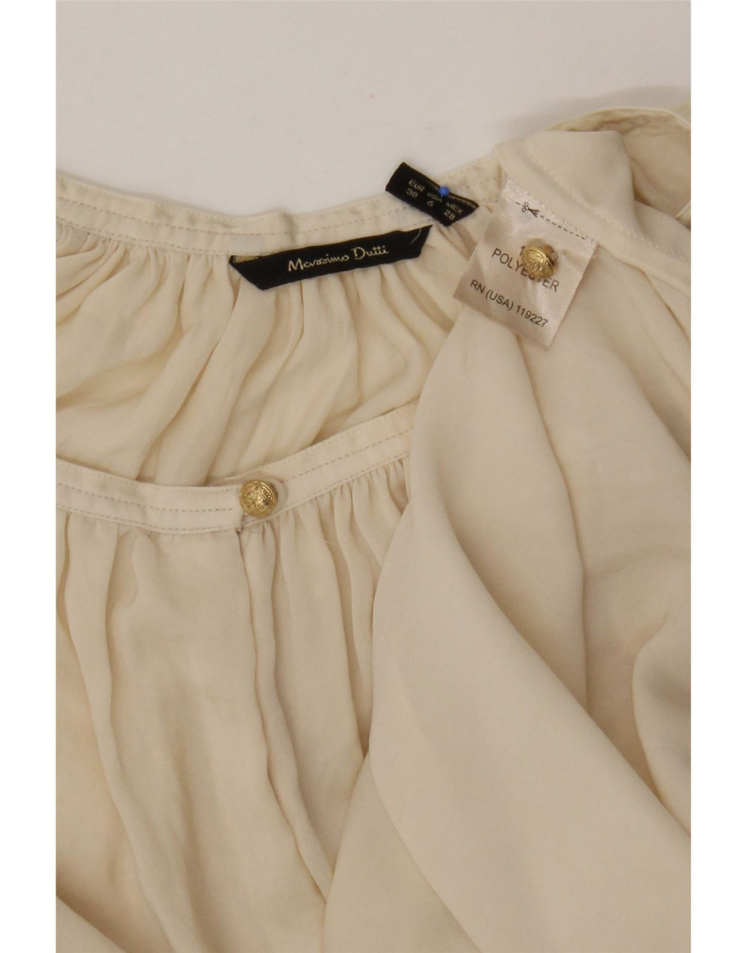 Massimo Dutti Camicetta a maniche lunghe da donna Top EU 38 Poliestere beige medio