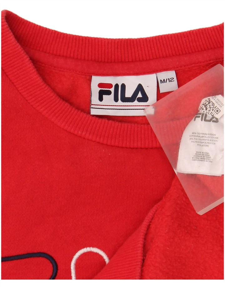 Felpa oversize con grafica da uomo Fila UK 12 cotone rosso medio