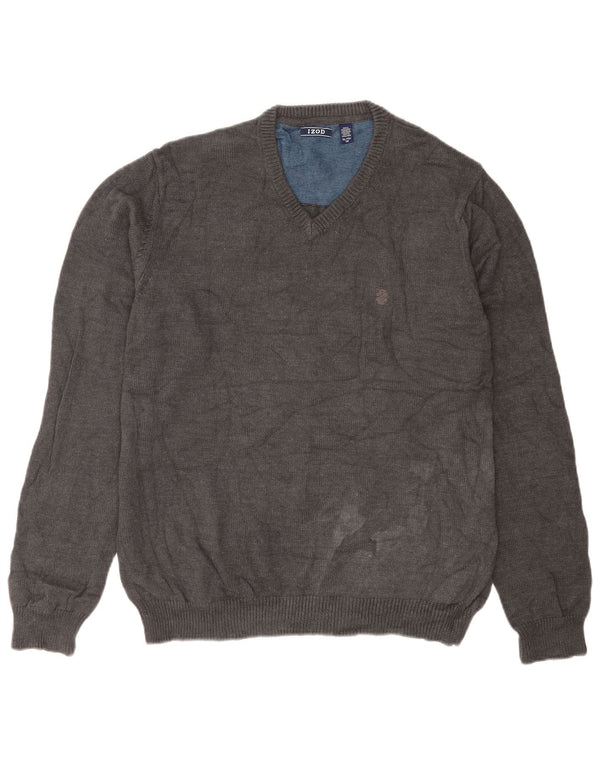 Maglione da uomo con scollo a V Izod XL in cotone grigio