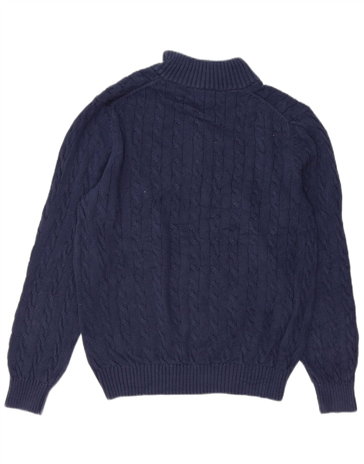 Maglione da uomo con zip e collo Izod in cotone blu navy medio