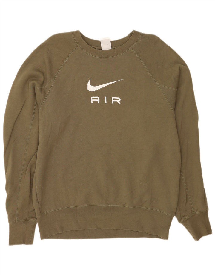 Felpa grafica Nike da uomo, maglione grande, cotone kaki