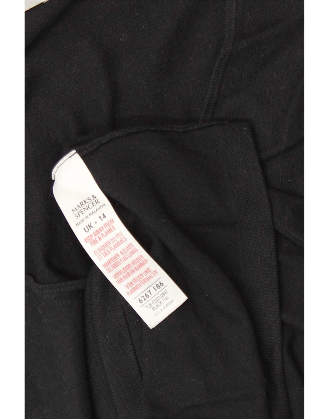 Top manica lunga da donna Marks & Spencer UK 14 viscosa nera media