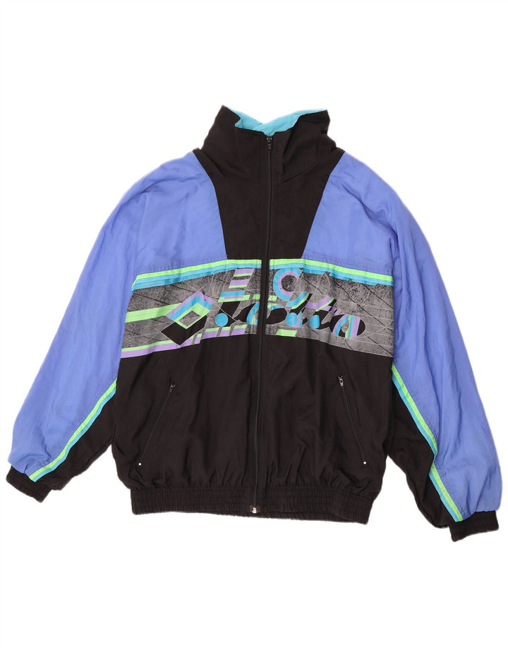 Giacca da ginnastica grafica da uomo Lotto in nylon color block blu medio