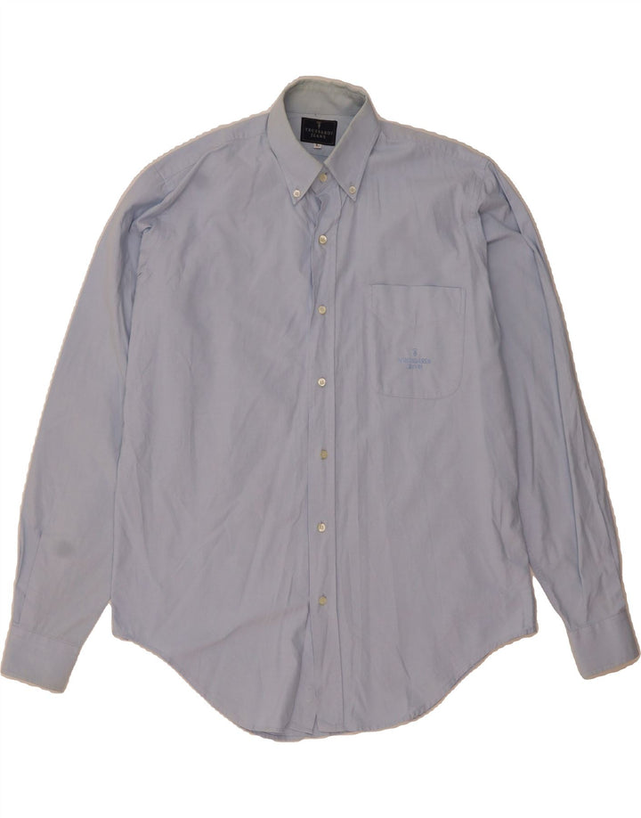 TRUSSARDI Mens Ittierre Shirt Large Blue Cotton Vintage Trussardi and Second-Hand Trussardi from Messina Hembry 