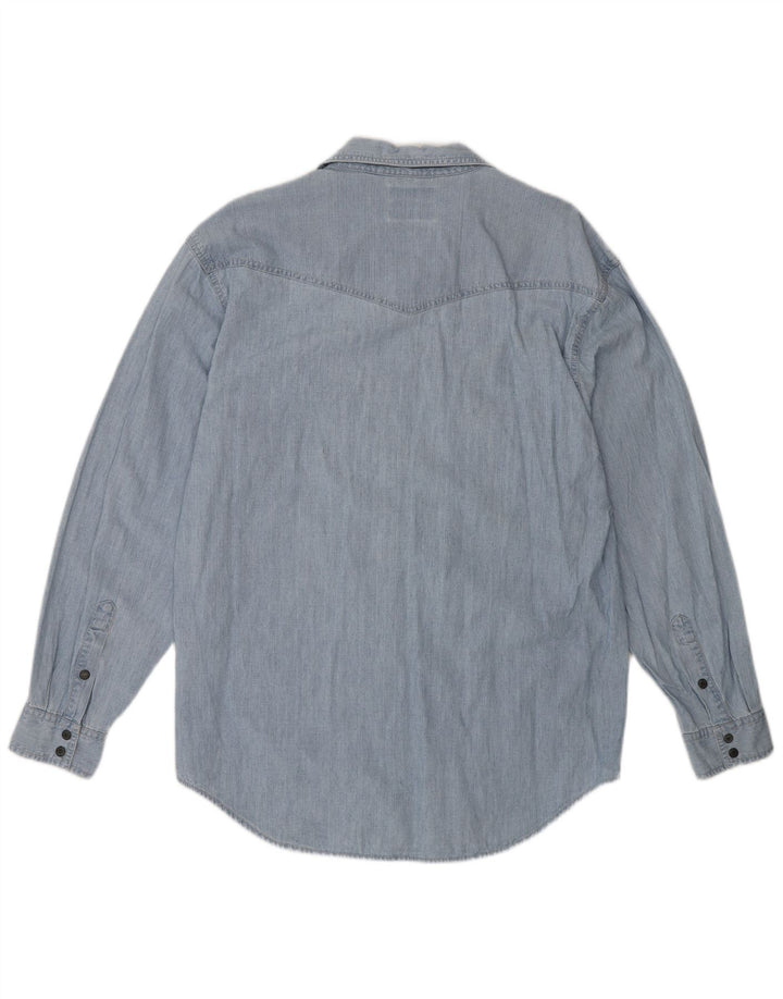 Camicia di jeans da uomo Wrangler grande in cotone blu
