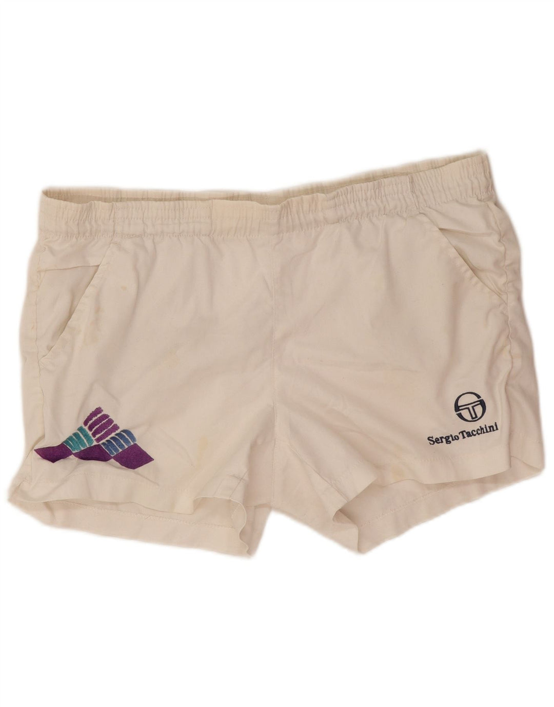 Pantaloncini sportivi grafici da uomo Sergio Tacchini IT 46 Small Poliestere bianco