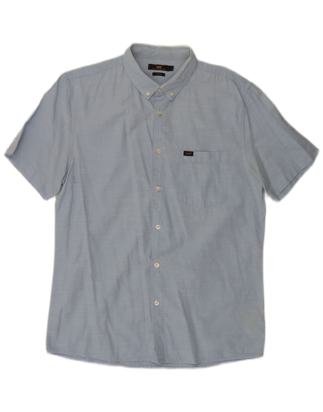 Camicia slim fit da uomo a maniche corte Lee grande in cotone blu