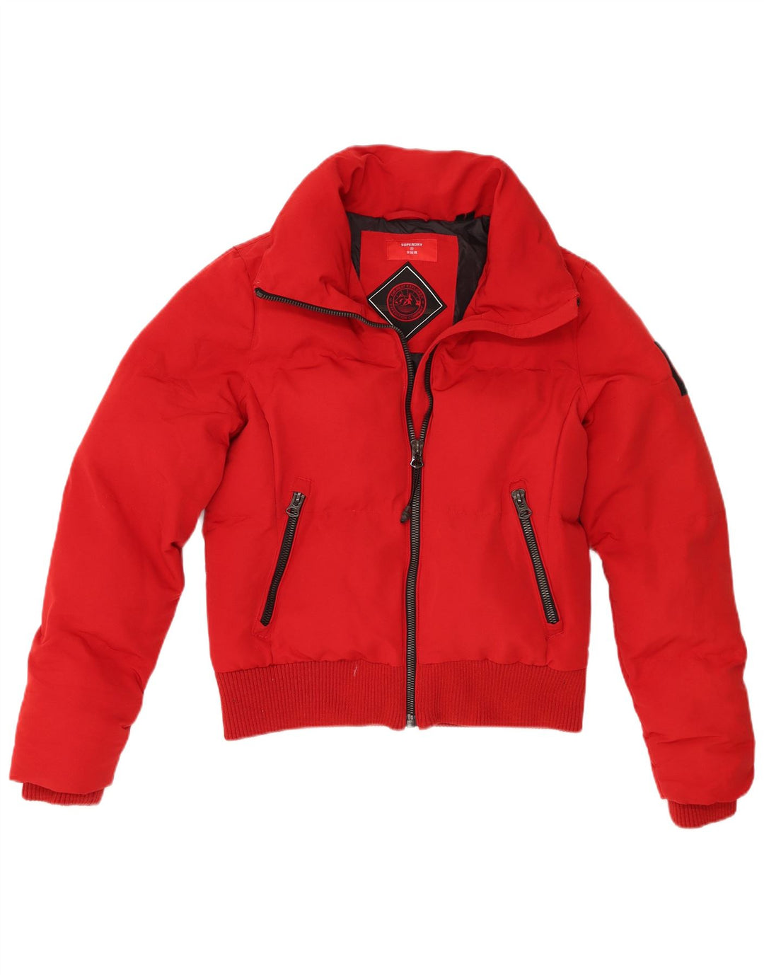 Giacca imbottita bomber da donna Superdry UK 12 poliestere rosso medio
