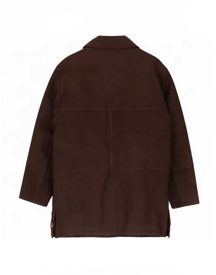 Cappotto in pelle vintage da uomo IT 50 grande marrone