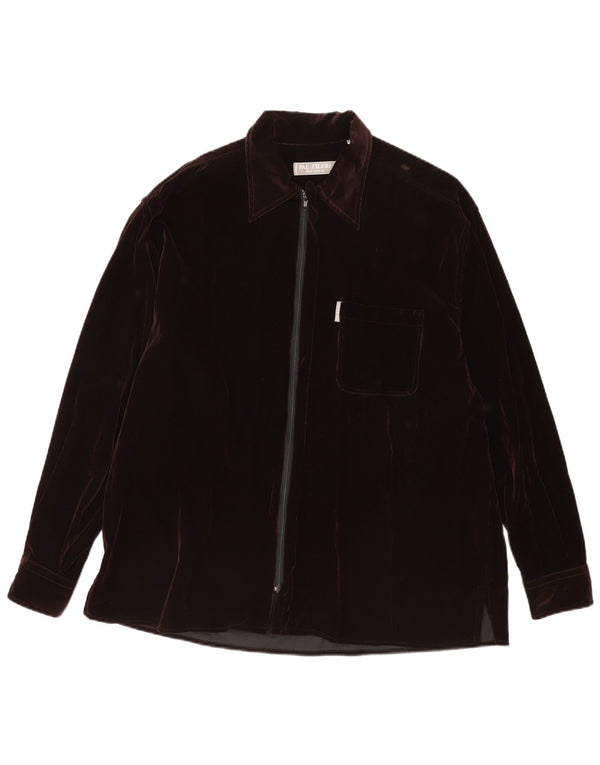 Camicia da uomo in velluto a coste Pal Zileri 2XL viscosa marrone