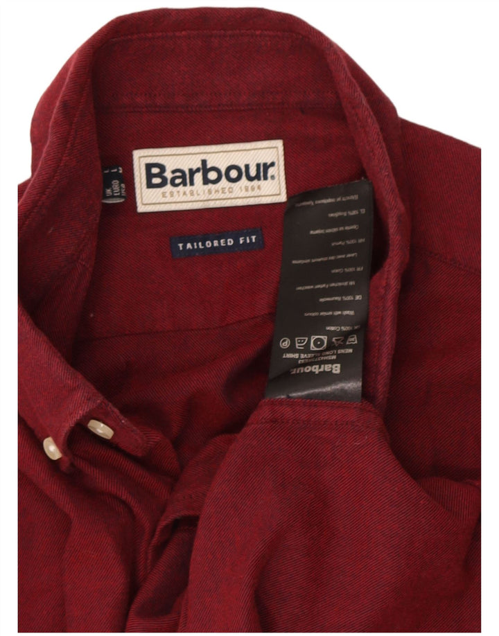 Camicia da uomo su misura Barbour misura grande in cotone bordeaux