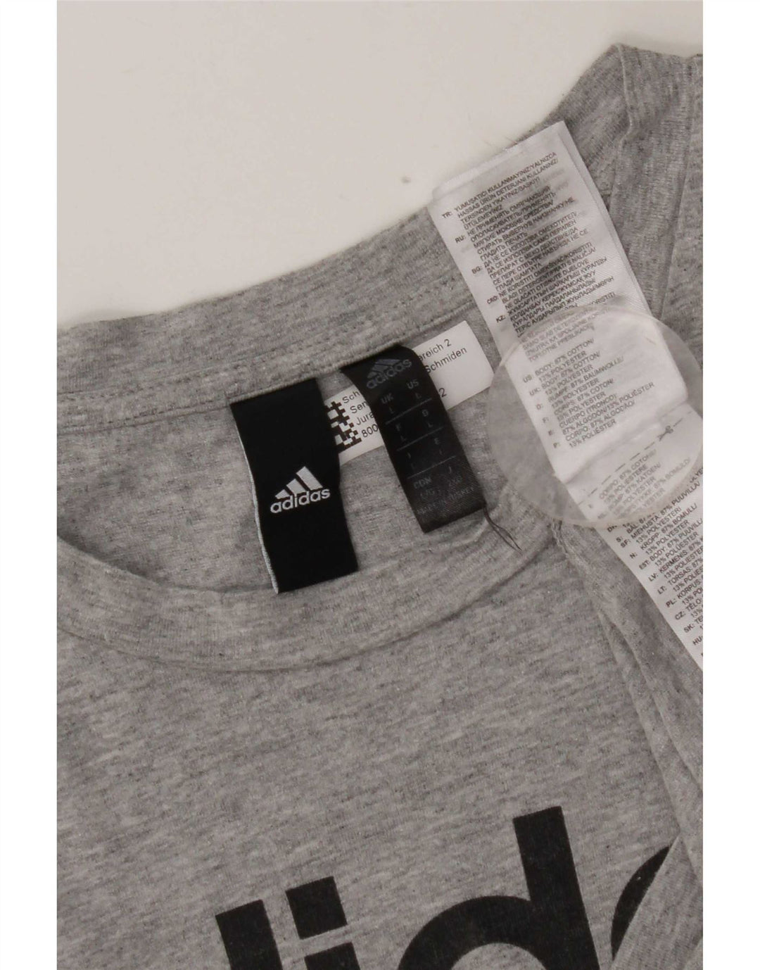 T-shirt grafica da uomo Adidas Top grande in cotone grigio