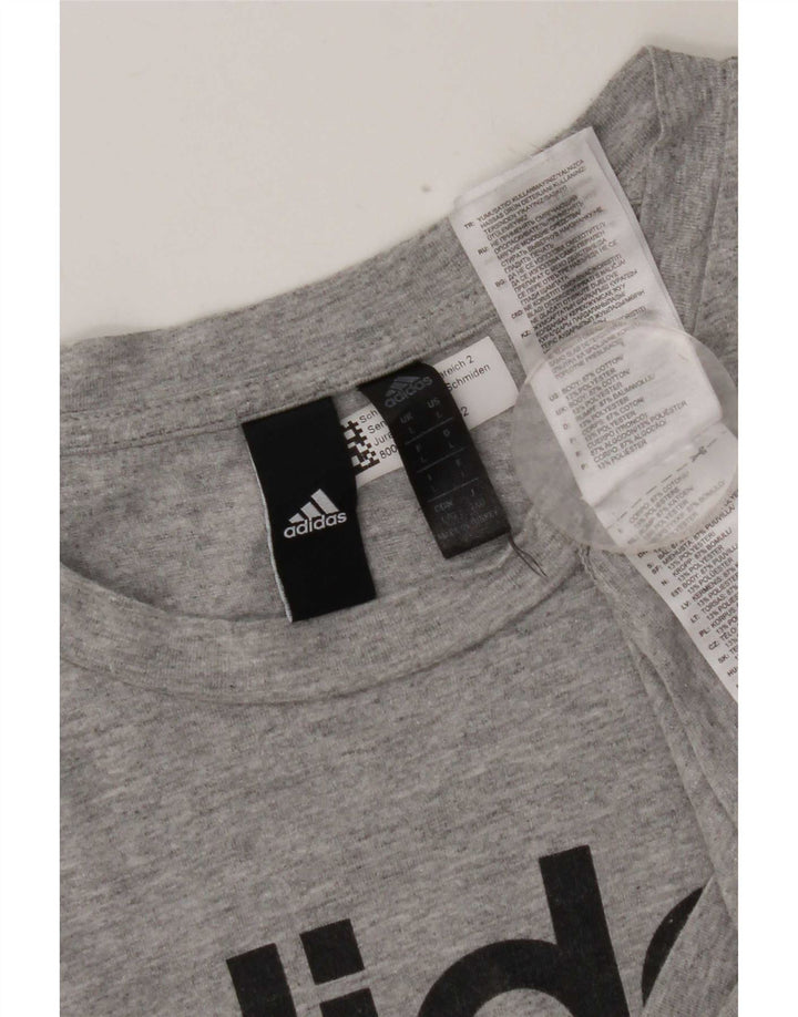 T-shirt grafica da uomo Adidas Top grande in cotone grigio