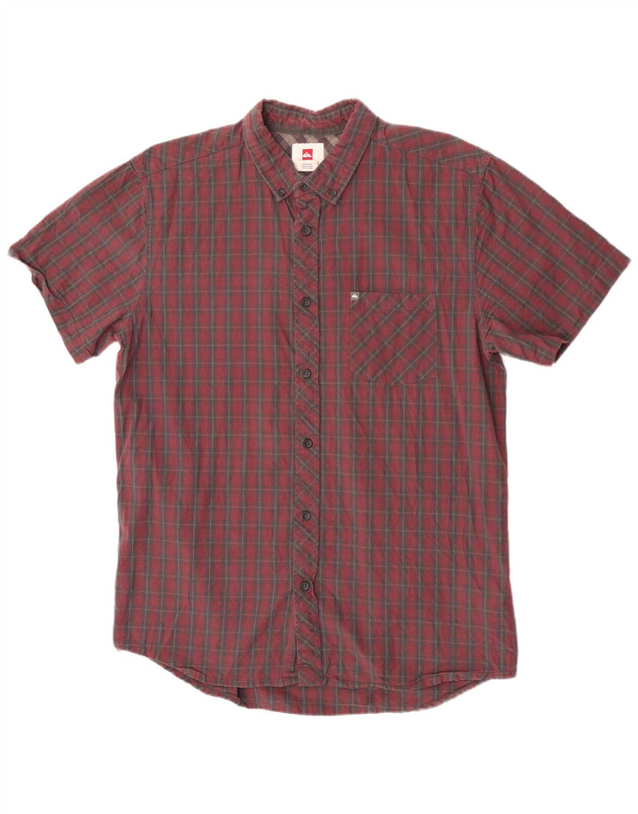 Camicia a maniche corte da uomo Quiksilver in cotone a quadri rossi grandi