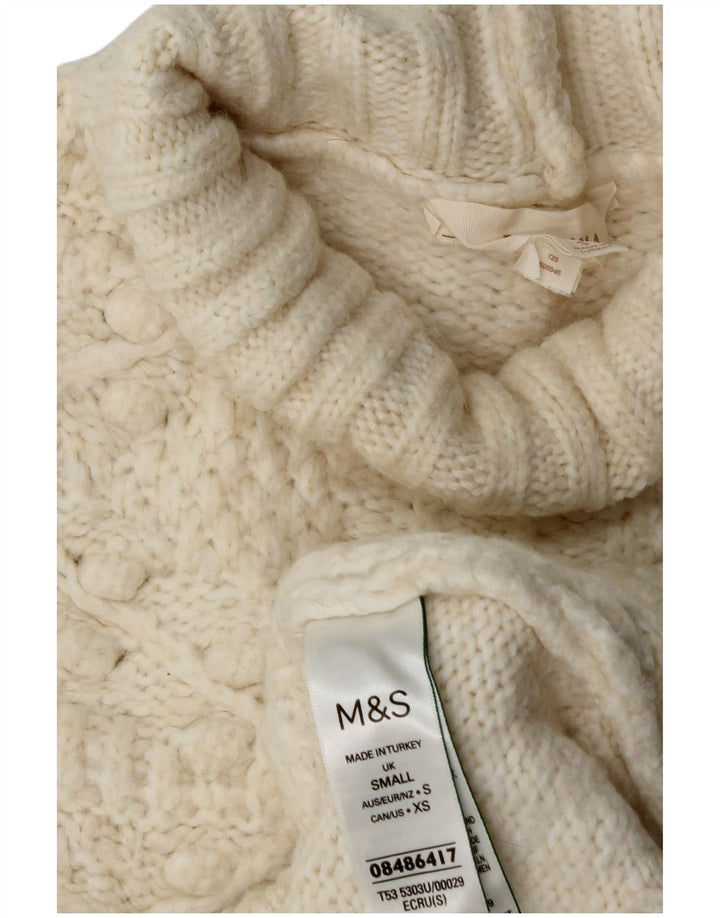 Maglione maglione a collo alto da donna Marks & Spencer UK 10 piccolo bianco sporco