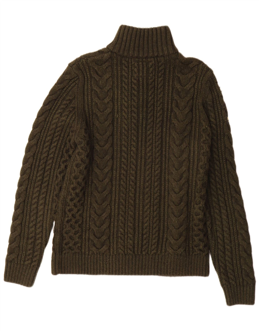 Maglione da uomo con zip e collo Superdry in lana kaki piccola