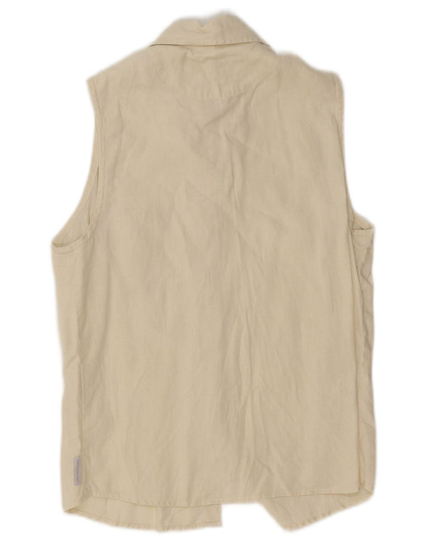 Camicia senza maniche da donna Calvin Klein Jeans UK 12 Lino beige medio
