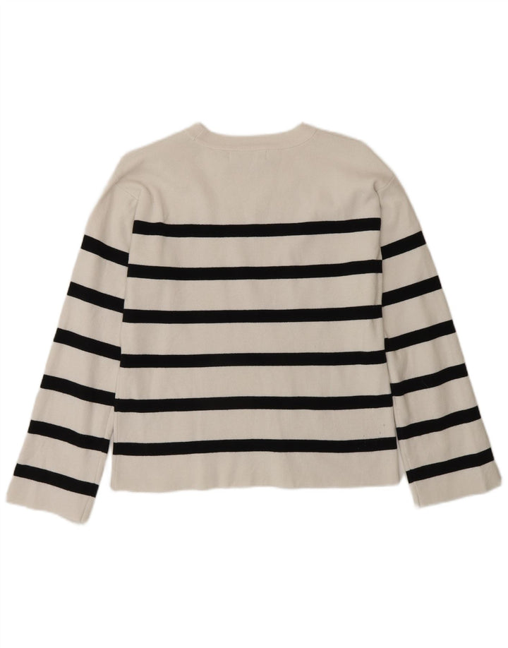 Camicetta regolare da donna Marks & Spencer Top UK 10 piccolo cotone a righe bianche