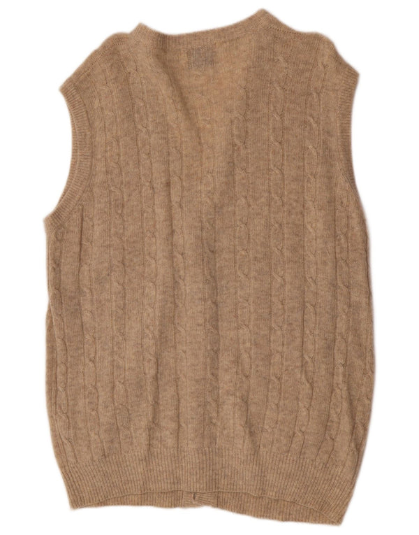 McNeal Maglione cardigan senza maniche da uomo in lana d'agnello screziata beige medio