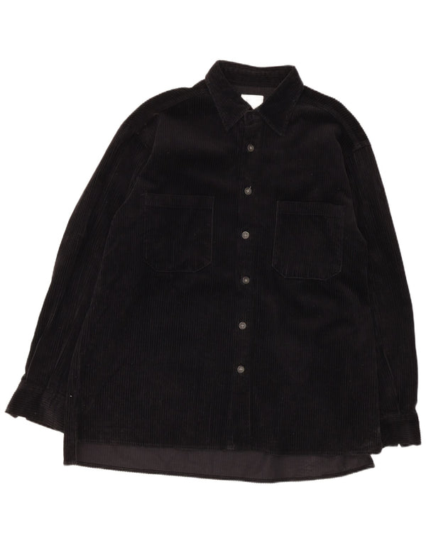 Camicia da uomo in velluto a coste Rifle, cotone nero grande