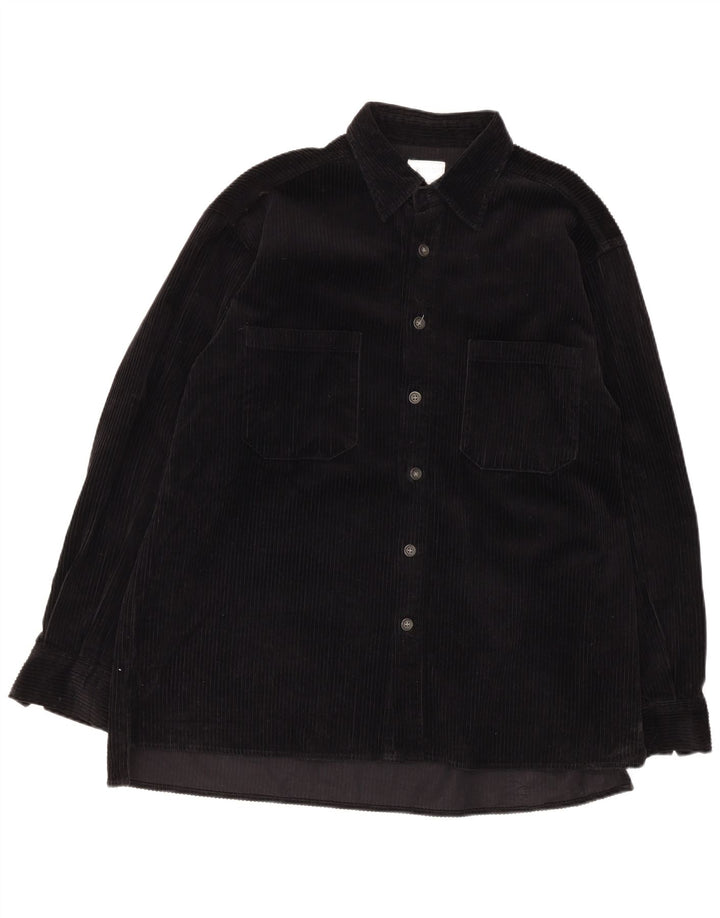 Camicia da uomo in velluto a coste Rifle, cotone nero grande