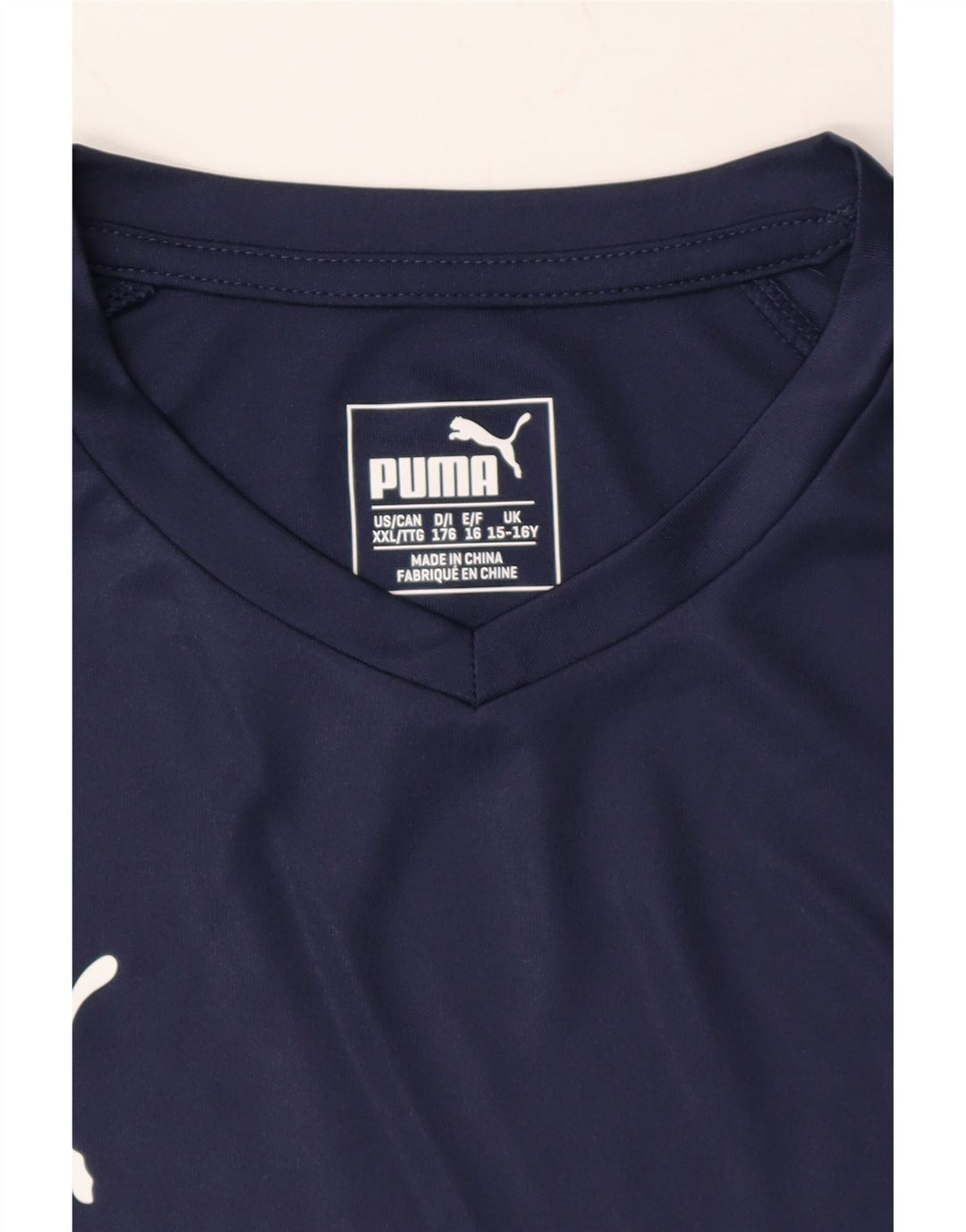 PUMA Boys T-Shirt Top 15-16 Years Navy Blue Polyester Vintage Puma and Second-Hand Puma from Messina Hembry 